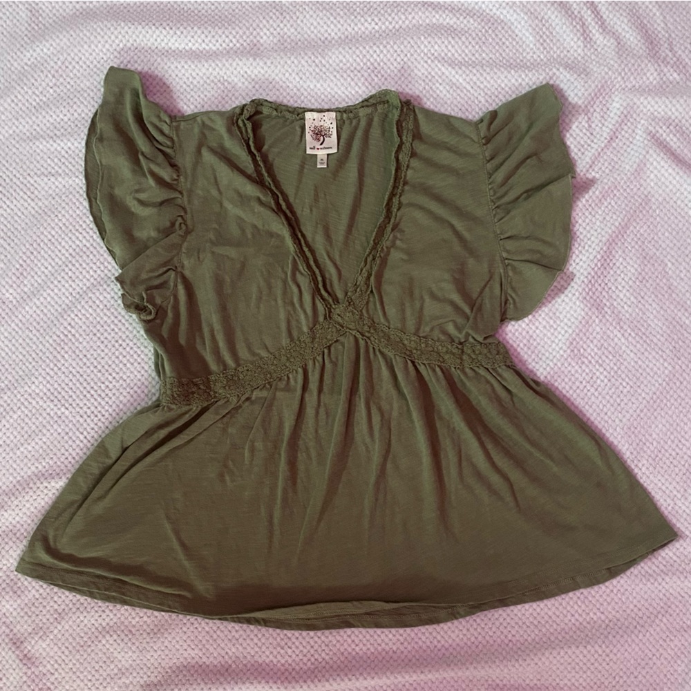 Self Esteem Clothing XL Green V-Neck Blouse
